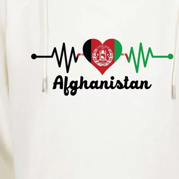 Afghanistan Heart Love Pulse Flag Support Womens Funnel Neck Pullover Hood