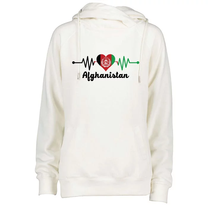 Afghanistan Heart Love Pulse Flag Support Womens Funnel Neck Pullover Hood