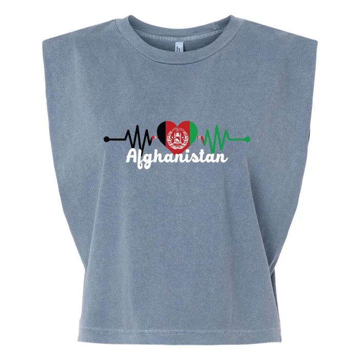 Afghanistan Heart Love Pulse Flag Support Garment-Dyed Women's Muscle Tee