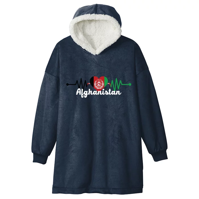 Afghanistan Heart Love Pulse Flag Support Hooded Wearable Blanket