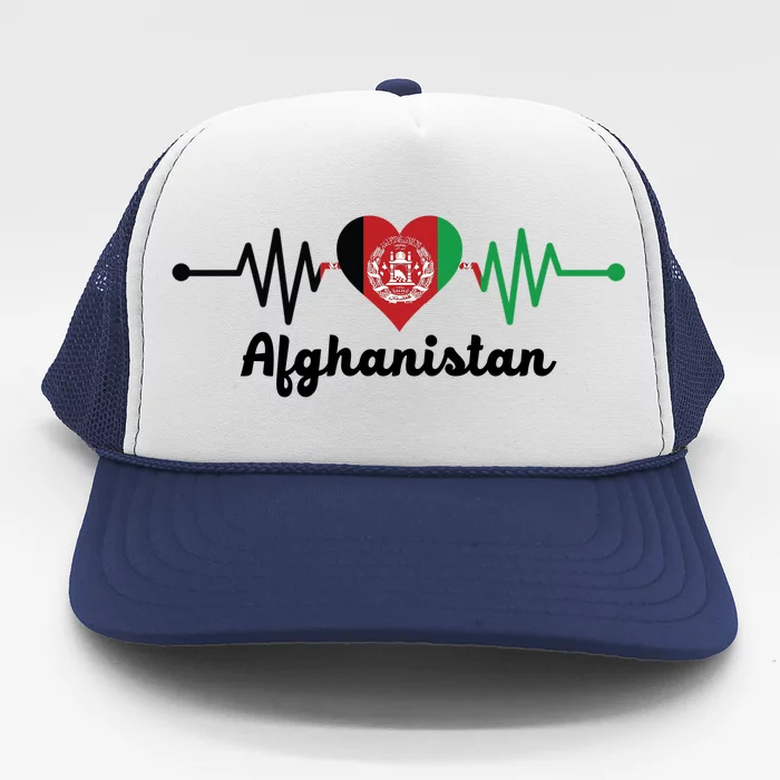 Afghanistan Heart Love Pulse Flag Support Trucker Hat