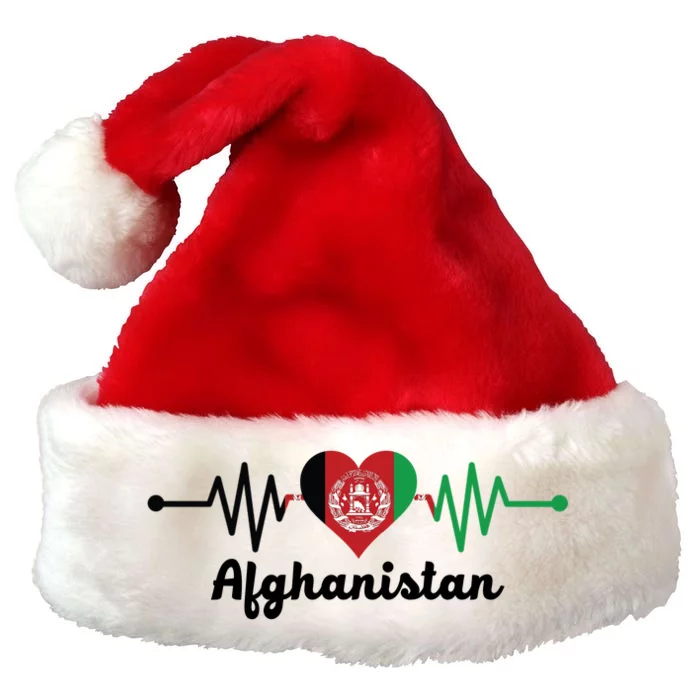 Afghanistan Heart Love Pulse Flag Support Premium Christmas Santa Hat