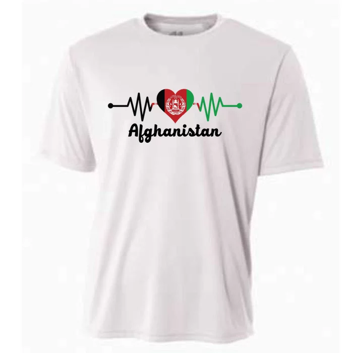 Afghanistan Heart Love Pulse Flag Support Cooling Performance Crew T-Shirt