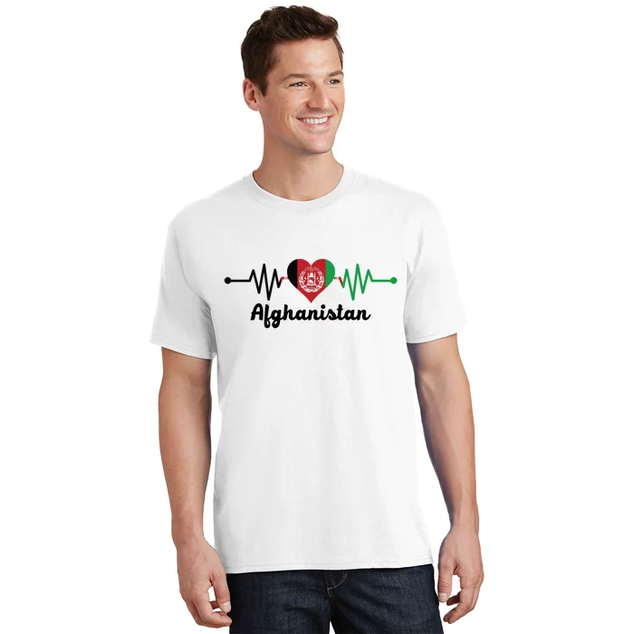 Afghanistan Heart Love Pulse Flag Support T-Shirt