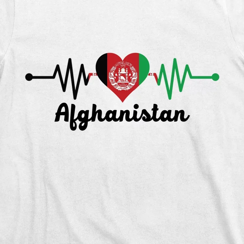 Afghanistan Heart Love Pulse Flag Support T-Shirt