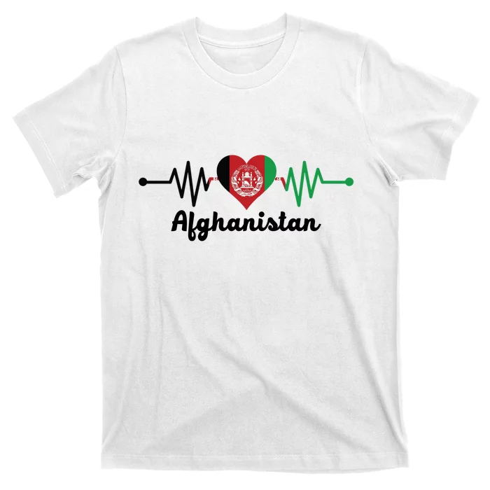 Afghanistan Heart Love Pulse Flag Support T-Shirt