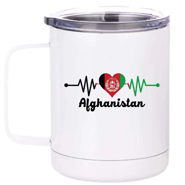 Afghanistan Heart Love Pulse Flag Support Front & Back 12oz Stainless Steel Tumbler Cup