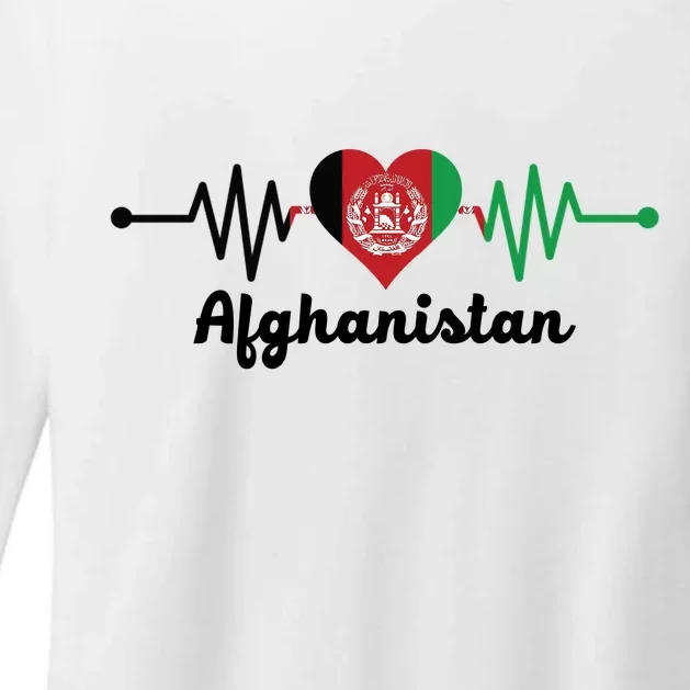 Afghanistan Heart Love Pulse Flag Support Womens CVC Long Sleeve Shirt