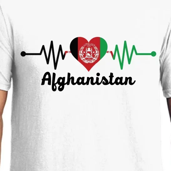 Afghanistan Heart Love Pulse Flag Support Pajama Set