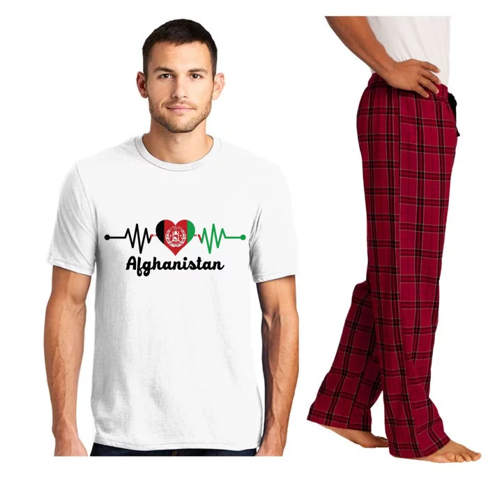 Afghanistan Heart Love Pulse Flag Support Pajama Set