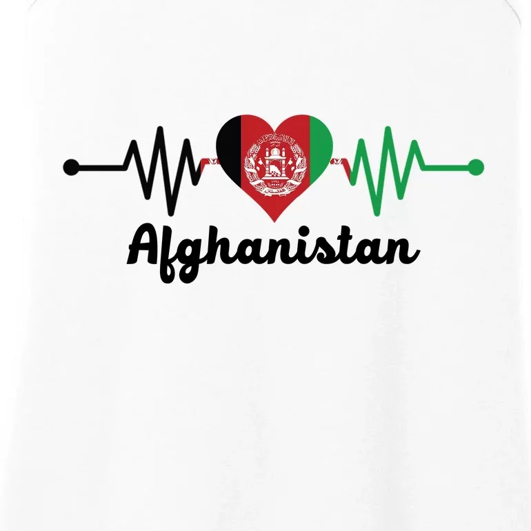 Afghanistan Heart Love Pulse Flag Support Ladies Essential Tank