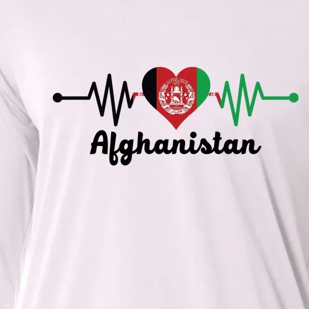 Afghanistan Heart Love Pulse Flag Support Cooling Performance Long Sleeve Crew