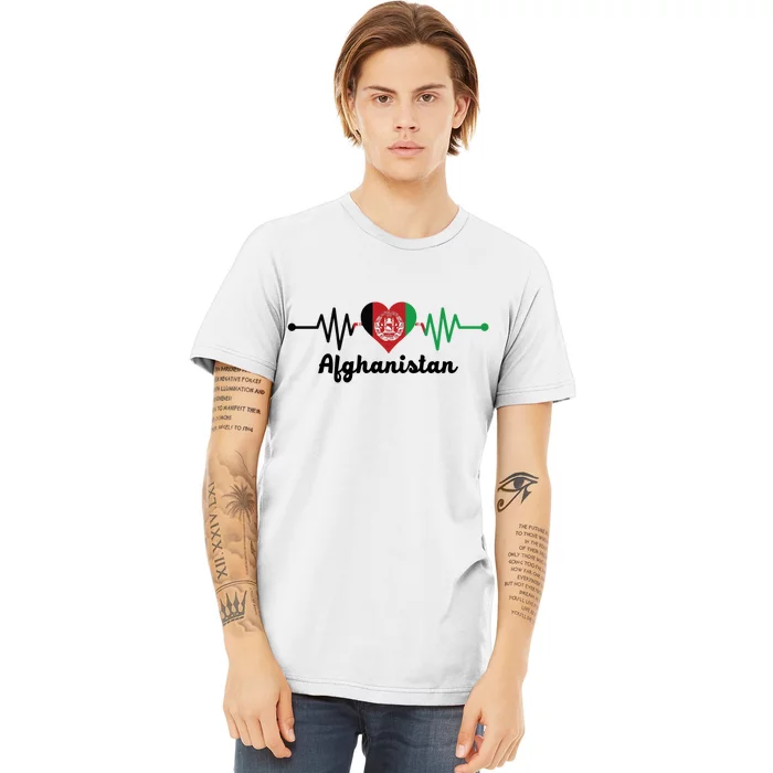 Afghanistan Heart Love Pulse Flag Support Premium T-Shirt