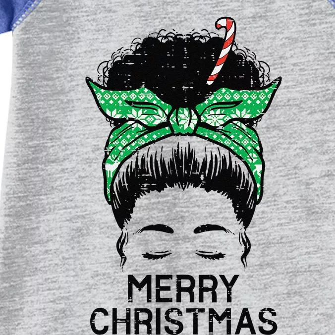 Afro Hairbun Merry Christmas African Black Xmas Mom Funny Infant Baby Jersey Bodysuit