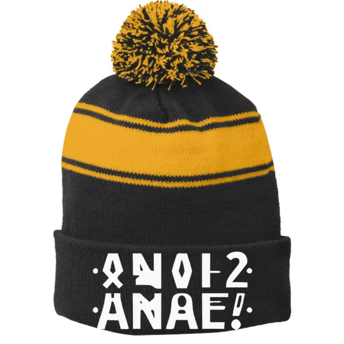 Anal Hidden Message The Original 2024 Stripe Pom Pom Beanie