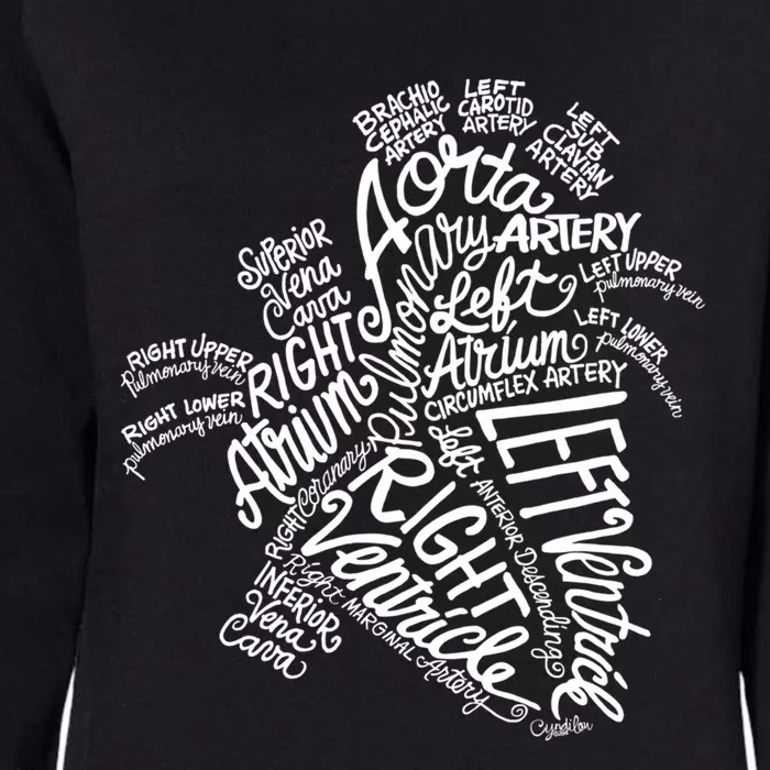 Anatomical Heart Medical White Word Art Adult Gift Womens California Wash Sweatshirt