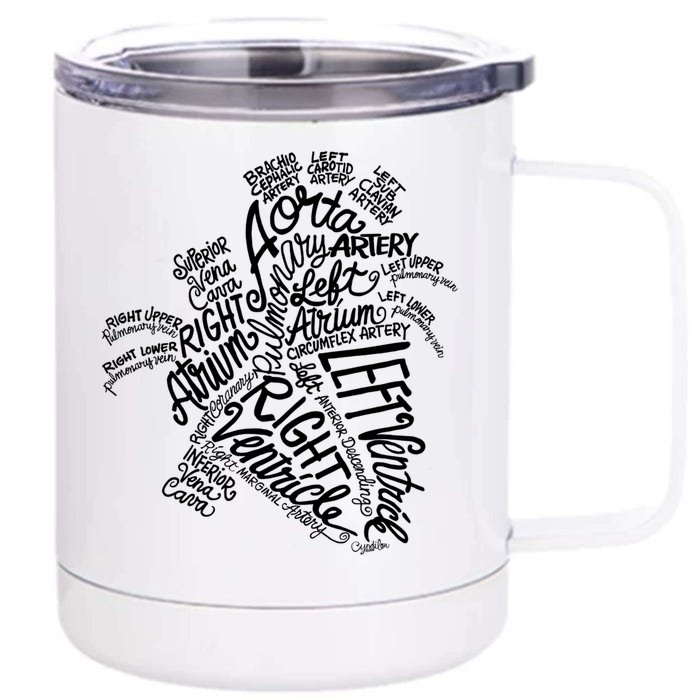 Anatomical Heart Medical White Word Art Adult Gift Front & Back 12oz Stainless Steel Tumbler Cup