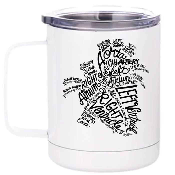 Anatomical Heart Medical White Word Art Adult Gift Front & Back 12oz Stainless Steel Tumbler Cup