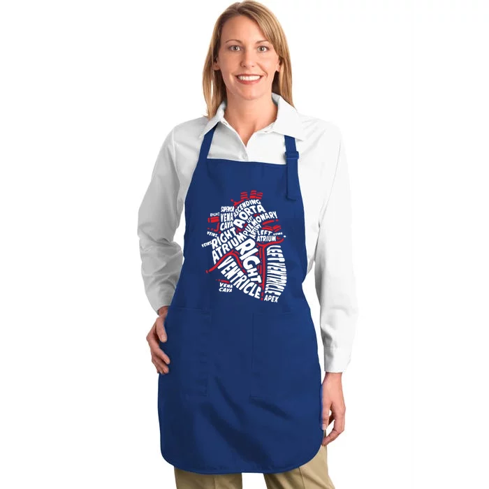 Anatomical Heart Medical Parts Of Heart Anatomy Gift Full-Length Apron With Pocket