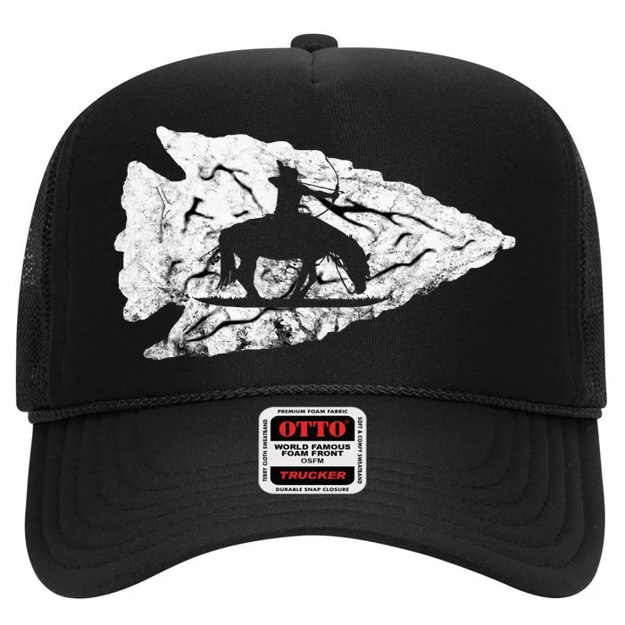 Arrowhead Hunting Native American Relic Hunter Arrowhead High Crown Mesh Trucker Hat