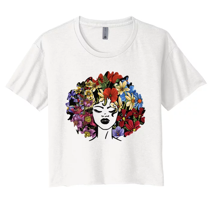 Afro Hair Natural Black History Juneteenth Pride Women's Crop Top Tee