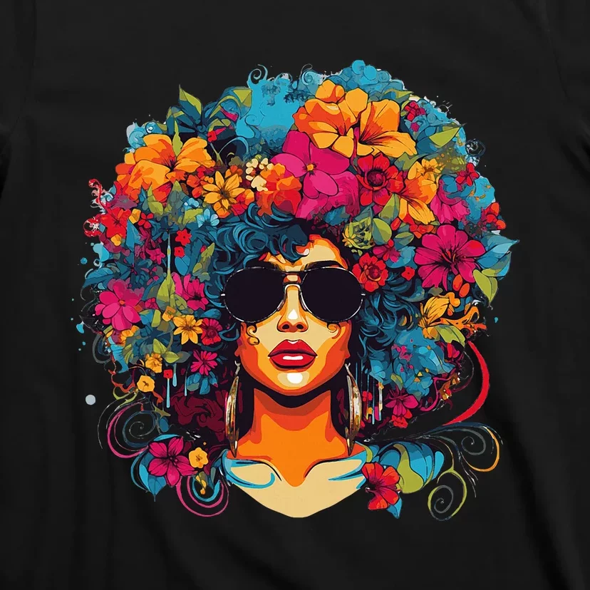 Afro Hair Natural Black History Pride Black Melanin T-Shirt