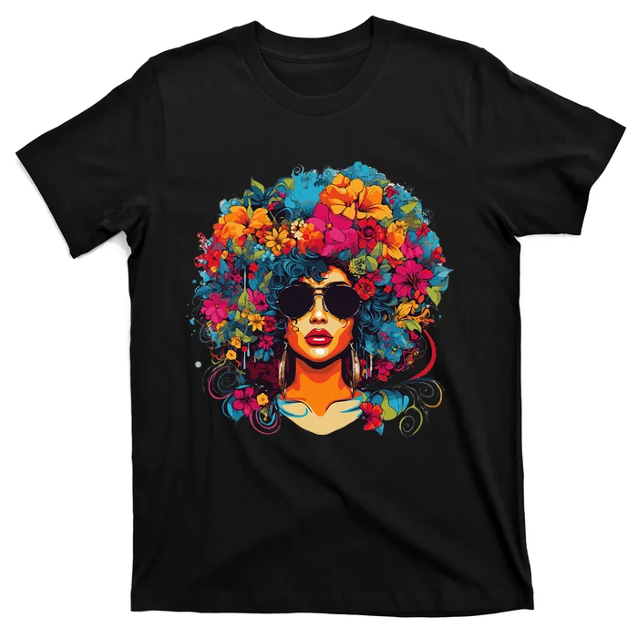 Afro Hair Natural Black History Pride Black Melanin T-Shirt