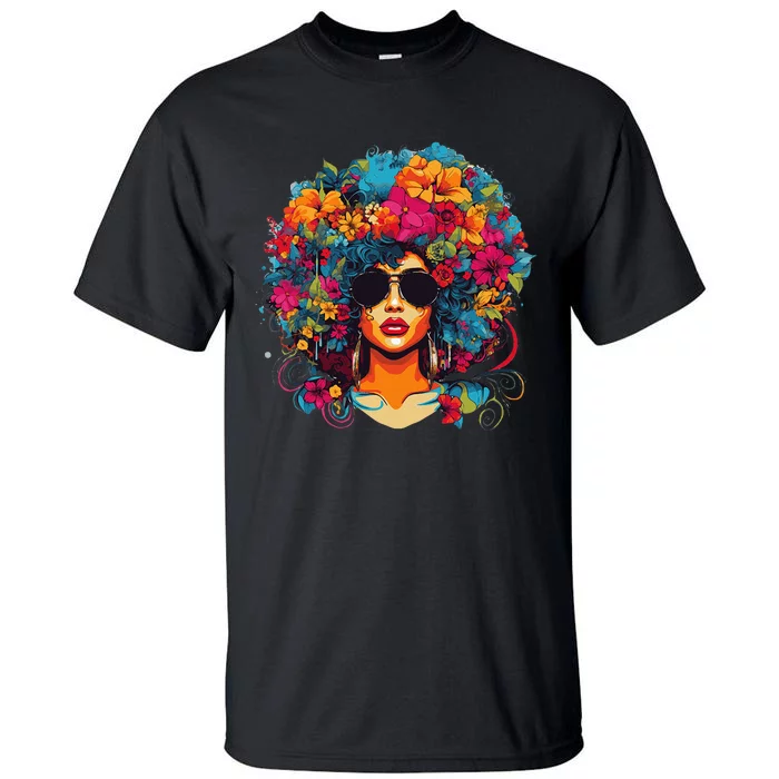 Afro Hair Natural Black History Pride Black Melanin Tall T-Shirt