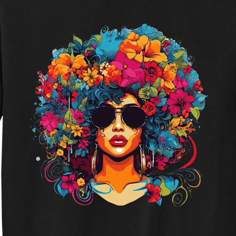 Afro Hair Natural Black History Pride Black Melanin Tall Sweatshirt