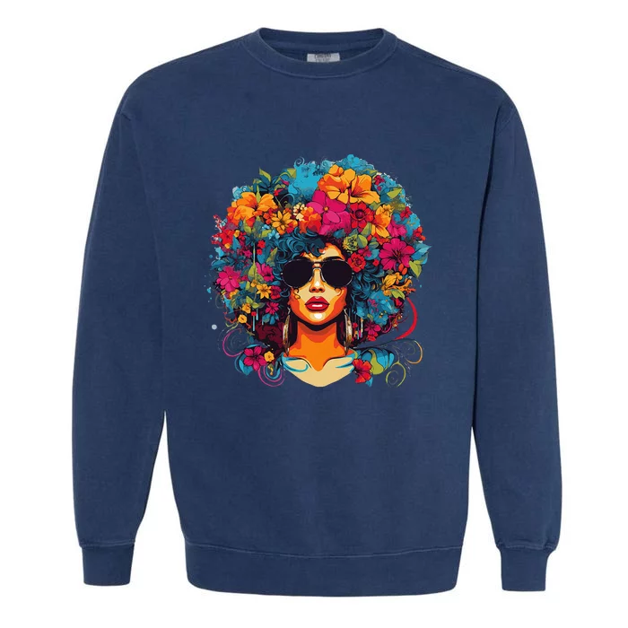 Afro Hair Natural Black History Pride Black Melanin Garment-Dyed Sweatshirt