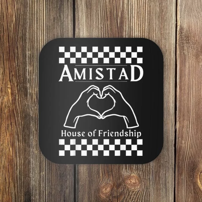 Amistad House Of Friendship Red Retro Groovy Social Amistad Coaster