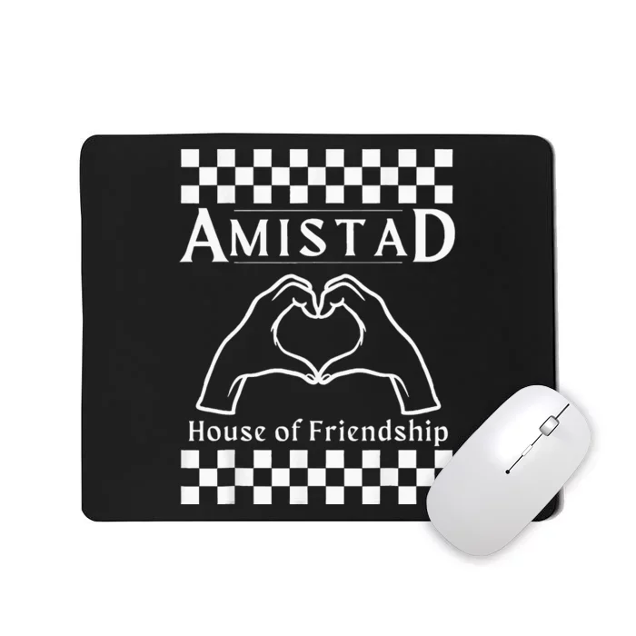 Amistad House Of Friendship Red Retro Groovy Social Amistad Mousepad