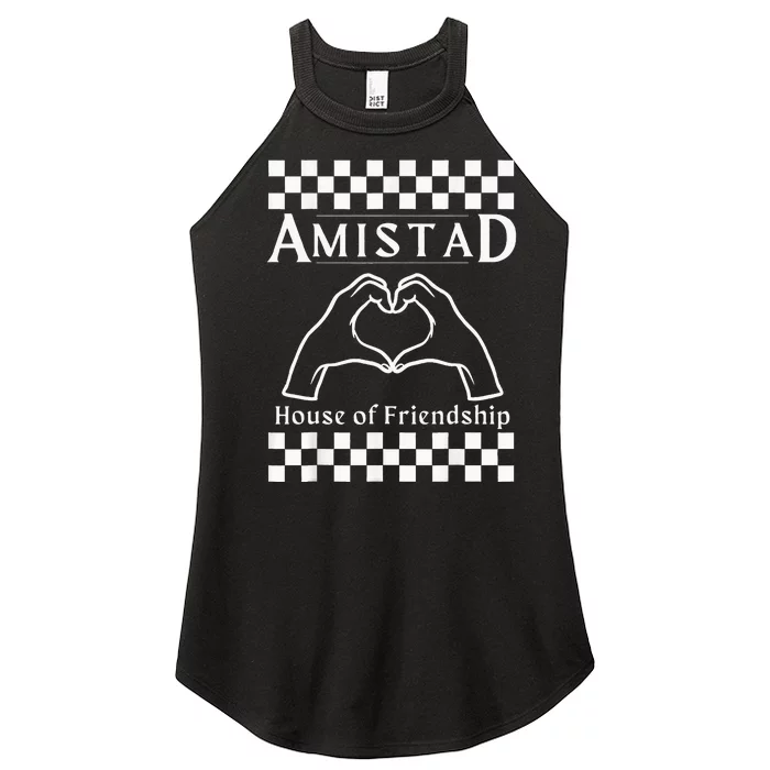 Amistad House Of Friendship Red Retro Groovy Social Amistad Women’s Perfect Tri Rocker Tank