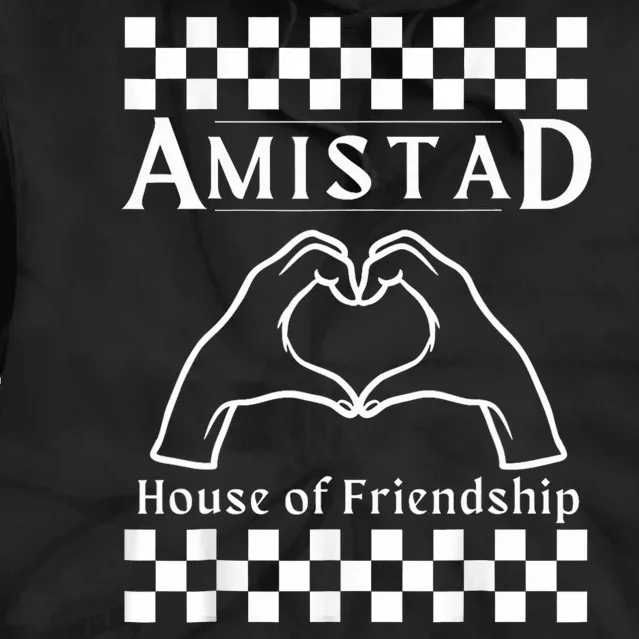 Amistad House Of Friendship Red Retro Groovy Social Amistad Tie Dye Hoodie