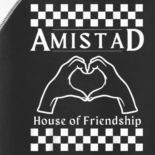 Amistad House Of Friendship Red Retro Groovy Social Amistad Toddler Fine Jersey T-Shirt