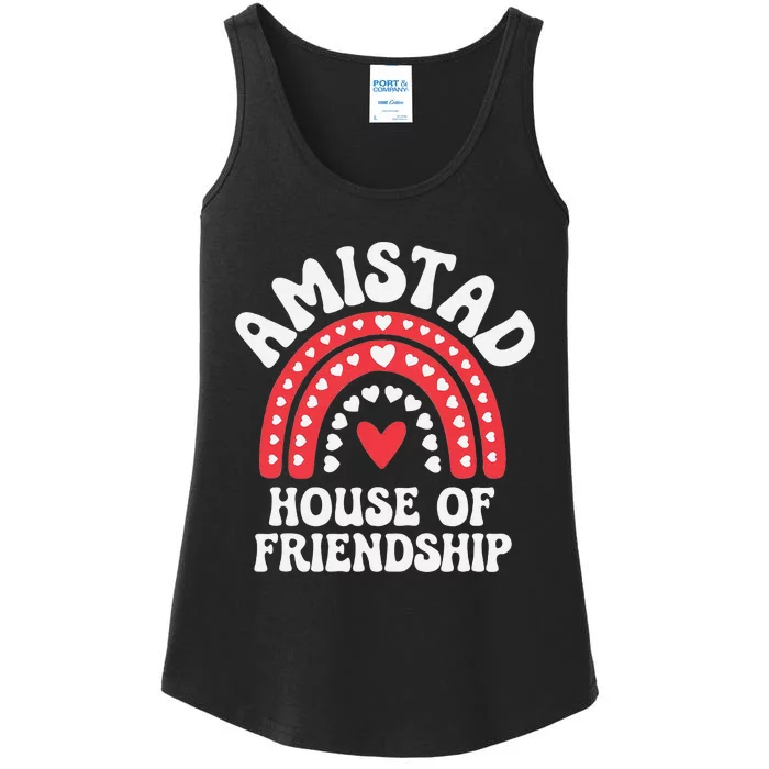 Amistad House Of Friendship Boho Heart Rainbow Gift Ladies Essential Tank