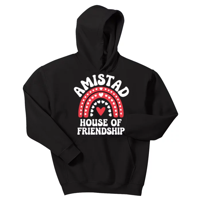 Amistad House Of Friendship Boho Heart Rainbow Kids Hoodie