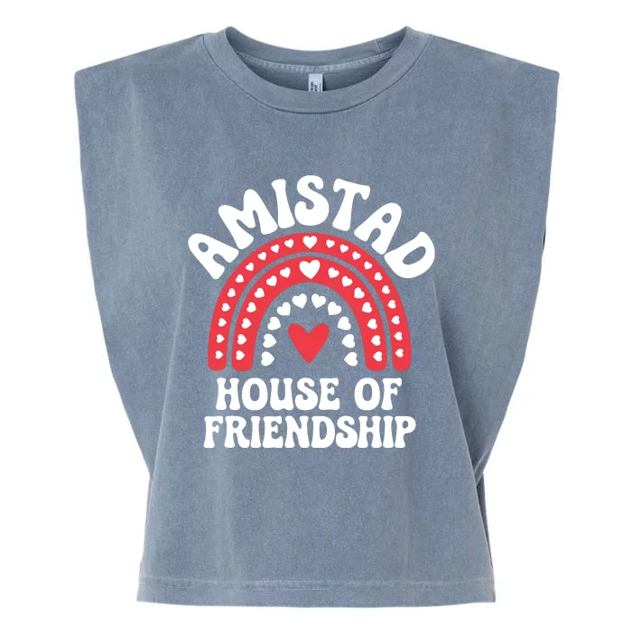 Amistad House Of Friendship Boho Heart Rainbow Garment-Dyed Women's Muscle Tee