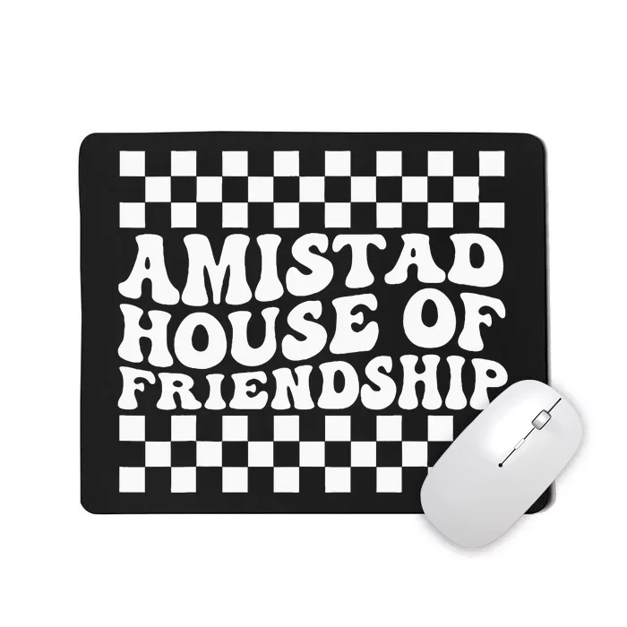 Amistad House Of Friendship Red Retro Groovy Social Amistad Mousepad