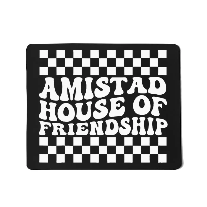 Amistad House Of Friendship Red Retro Groovy Social Amistad Mousepad