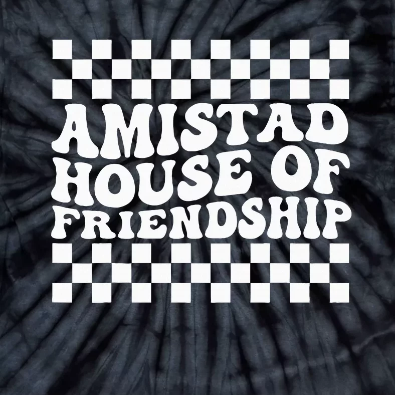 Amistad House Of Friendship Red Retro Groovy Social Amistad Tie-Dye T-Shirt