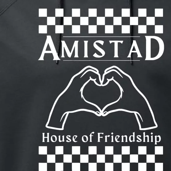 Amistad House Of Friendship Red Retro Groovy Social Amistad Performance Fleece Hoodie