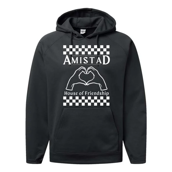 Amistad House Of Friendship Red Retro Groovy Social Amistad Performance Fleece Hoodie