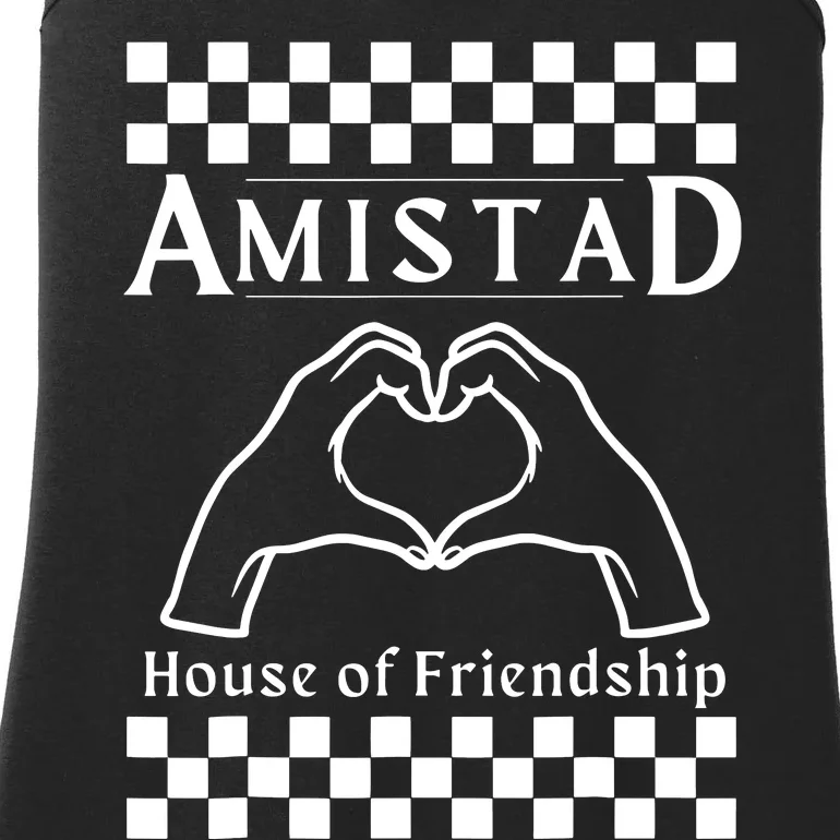 Amistad House Of Friendship Red Retro Groovy Social Amistad Ladies Essential Tank