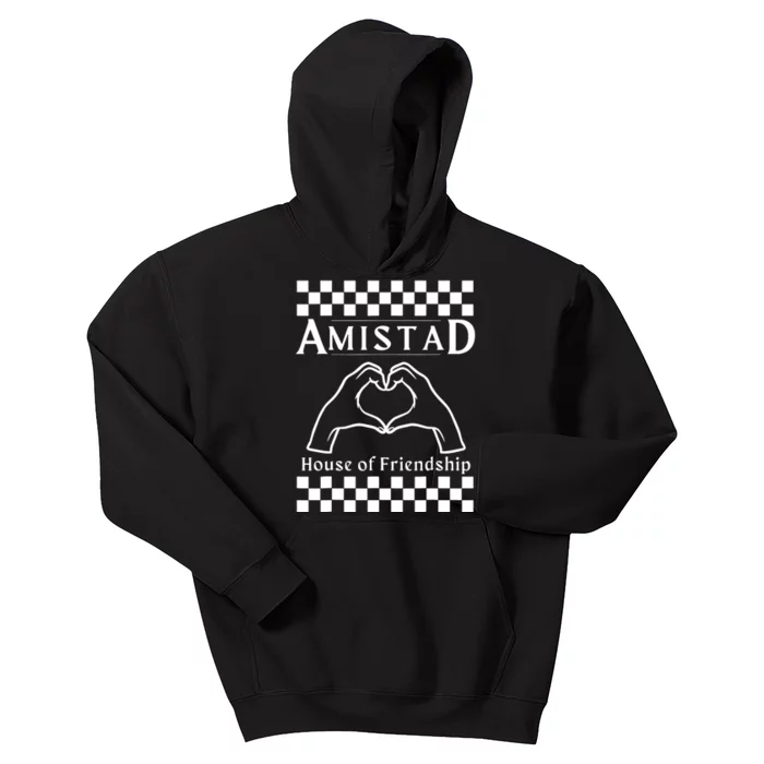 Amistad House Of Friendship Red Retro Groovy Social Amistad Kids Hoodie