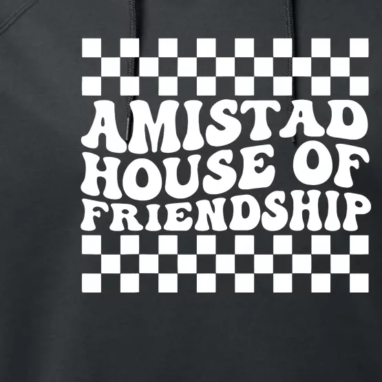 Amistad House Of Friendship Red Retro Groovy Social Amistad Performance Fleece Hoodie