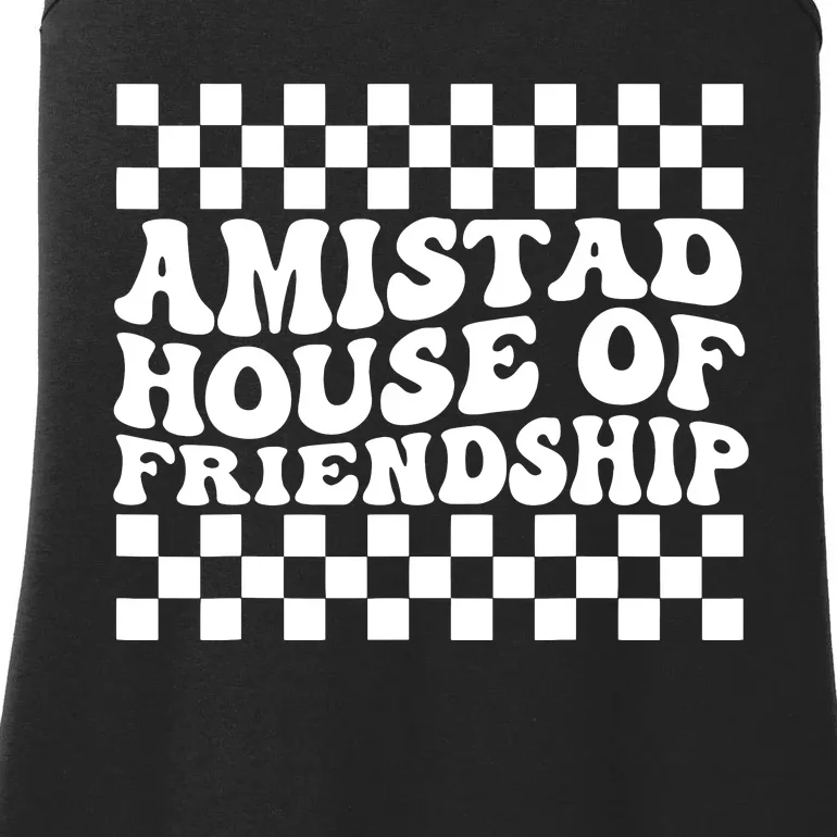 Amistad House Of Friendship Red Retro Groovy Social Amistad Ladies Essential Tank