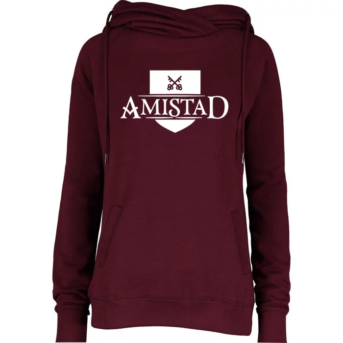 Amistad House Of Friendship House Retro Friendship Womens Funnel Neck Pullover Hood