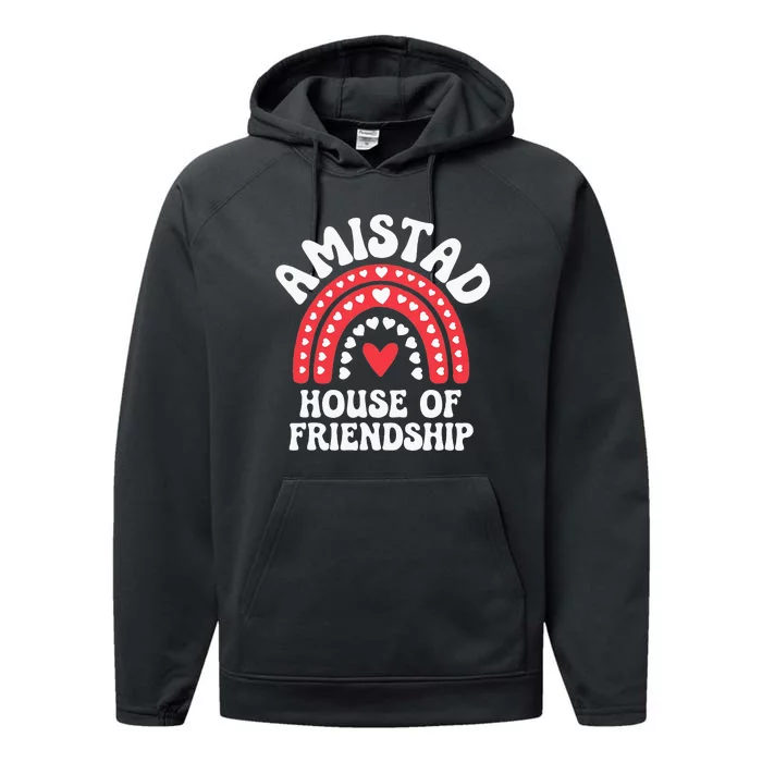 Amistad House Of Friendship Boho Heart Rainbow Performance Fleece Hoodie