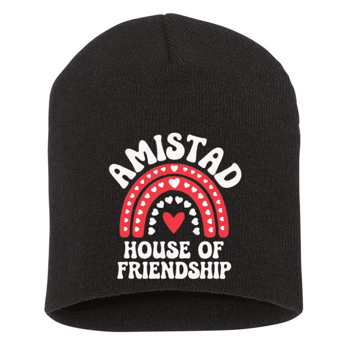 Amistad House Of Friendship Boho Heart Rainbow Short Acrylic Beanie